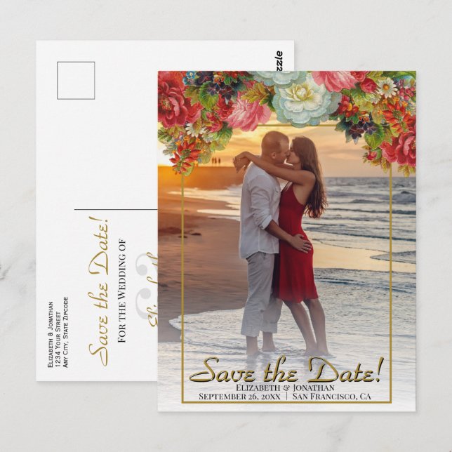 Foto för Blommigten Bröllop spara datum under höst Vykort (Fram/baksida)