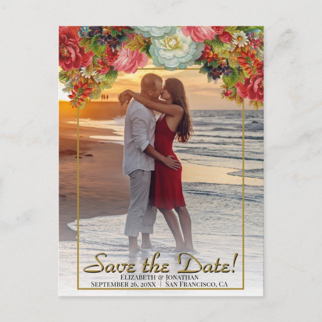 Foto för Blommigten Bröllop spara datum under höst Vykort (Framsida)