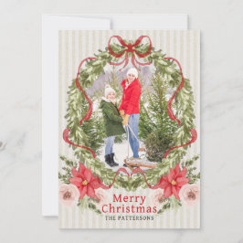 Foto för Blommigten god jul Watercolor Bow Family Julkort