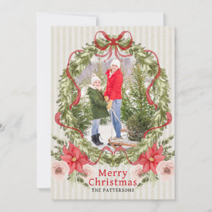 Foto för Blommigten god jul Watercolor Bow Family Julkort