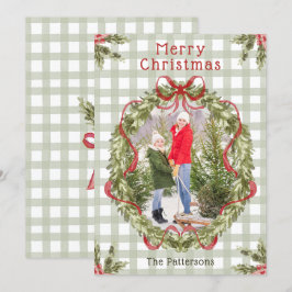 Foto för Blommigten god jul Watercolor Bow Family Julkort