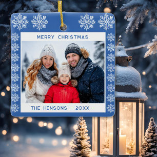 Foto för Blue Snowflake God jul-familjen Julgransprydnad Keramik