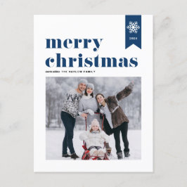 Foto för Blue Typography Snöflingor God jul Helg Vykort