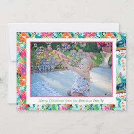 Foto för Bright Handflatan Beach-julen Snögubbe Julkort