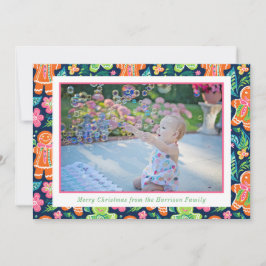 Foto för Bright Handflatan Beach-julgingerbröd Julkort