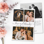 Foto för Bröllop i Kärlek och tack<br><div class="desc">Elegant, ett minimalistiskt handsmyckat Bröllop-foto-tackkort. Snyggt bröllop tackar dig för att du har en kortmall med tre foto på framsidan och ett foto på baksidan. Med texten "Kärlek och tack" i ett snabbt och välskrivet typsnitt för typografi i svart på vit bakgrund. Anpassa det anpassade namnet och tack för meddelandet....</div>