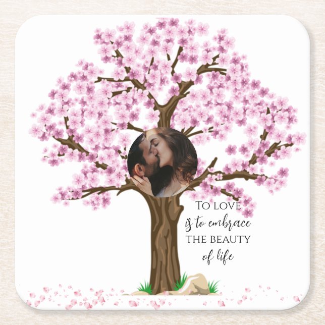 Foto för bröllop par Anpassningsbar Underlägg Papper Kvadrat (Framsidan)