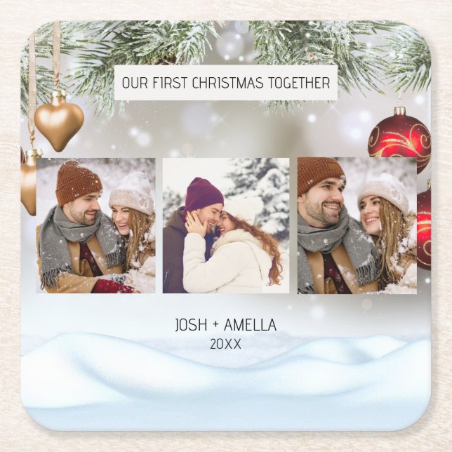 Foto för bröllop par Anpassningsbar Underlägg Papper Kvadrat (Framsidan)