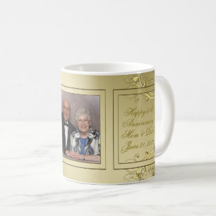 Foto för bröllopsdag för krusidullguld 50th kaffemugg