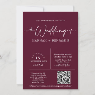 Foto för Burgundy Modern Minimal Bröllop Arch QR-k Inbjudningar