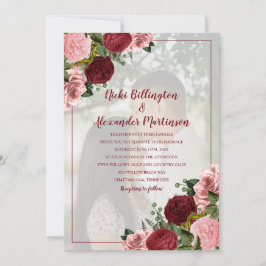 Foto för Burgundy  Rosa Blommigt Bröllop Inbjudningar