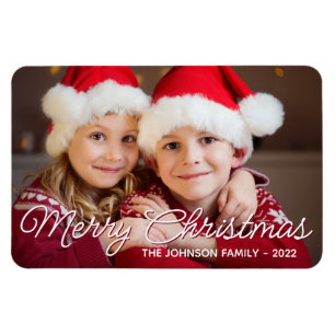 Foto för Burgundy White God jul-skript-familjen Magnet
