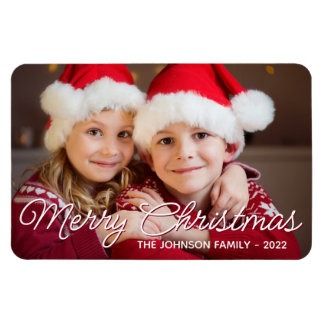 Foto för Burgundy White God jul-skript-familjen Magnet