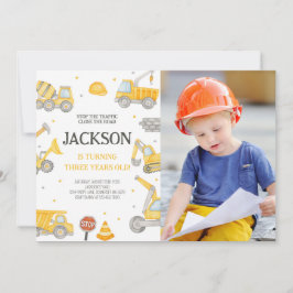 Foto för bygge av Lastbil Födelsedagsfest Inbjudningar