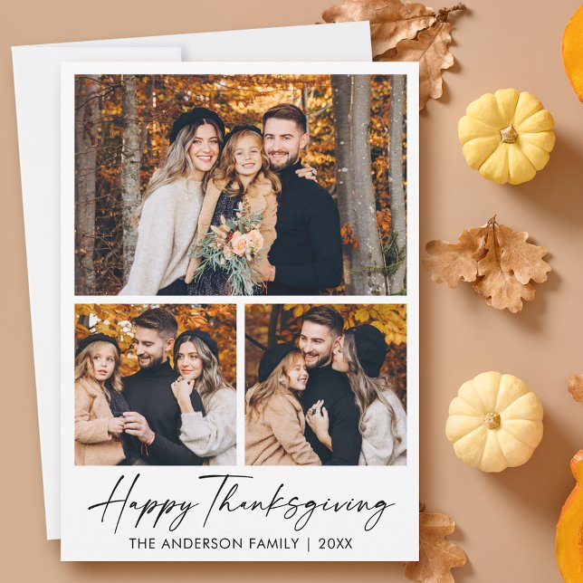 Foto för Calligraphy Bläck Script Happy thanksgivi Julkort (Customize to change your personalized text size or text style.)