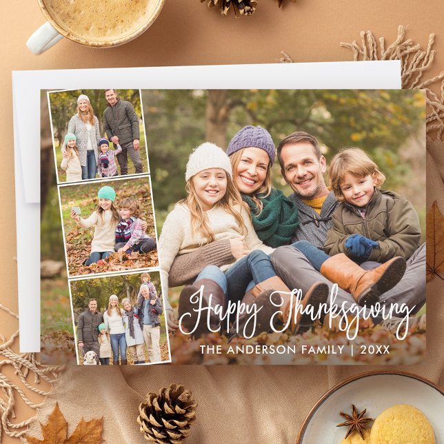 Foto för Calligraphy Script Happy thanksgiving 4 Julkort (Customize to add more text or photos to back of card.)