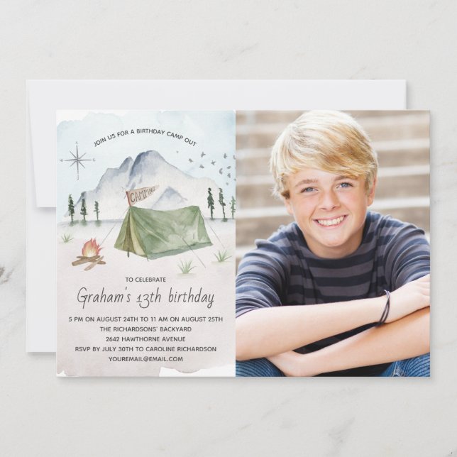 Foto för Camp Out-Födelsedagsfest Inbjudningar (Framsida)