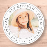 Foto för Chic av modern Elegant för bat mitzvah An Runt Klistermärke<br><div class="desc">Den här enkla och klassiska designen består av serif-typografi och lägger till ett anpassningsbar-foto. Tack för att du kom till Bat mitzvah.</div>