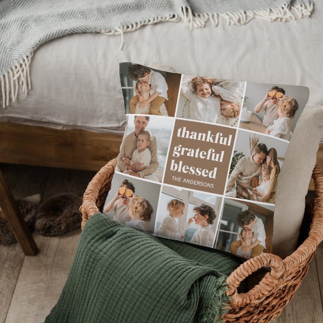 Foto för Collage Family | Tack och lov välsignad Kudde (Skapare uppladdad)