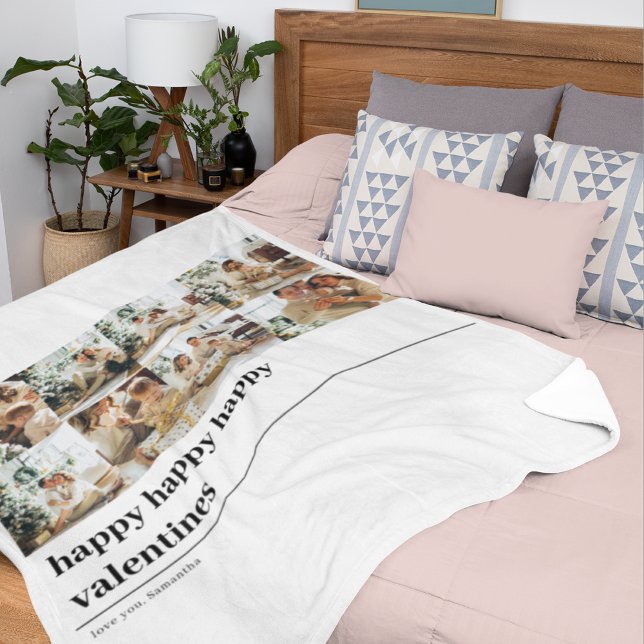 Foto för Collage Family | VALENTINESERNA LYCKLIG Fleecefilt (Skapare uppladdad)