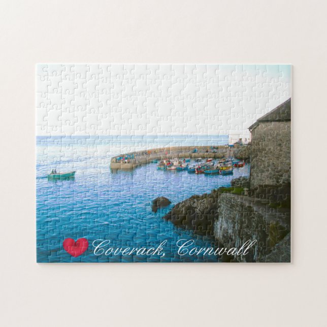 Foto för Coverack Harbour Post Office & Fishing Bo Pussel (Horisontell)