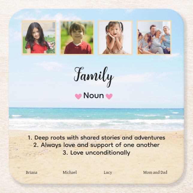 Foto för Cute Anpassningsbar Family Underlägg Papper Kvadrat (Framsidan)