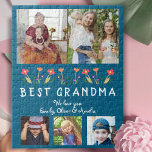 Foto för Cute Best Grandma Flowers Blommigt Family Pussel<br><div class="desc">Cute Best Grandma Flowers Blommigt Family 5 Photos Puzzle. Handritade blommor och fem familjefotor. Skapa din egen personlig för en mormor för Mor dag,  födelsedag eller jul.</div>