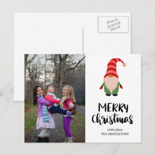 Foto för Cute Gnome God jul-skriptfamiljen Helg Vykort