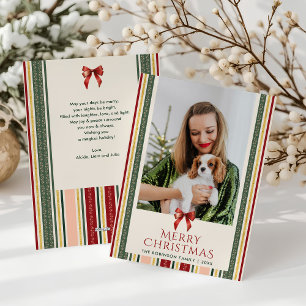 Foto för Cute Minimal Rand & Bow God jul 1 Julkort