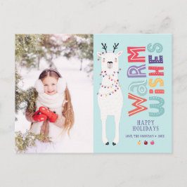 Foto för Cute Modern jul Llama String Ljus Helg Vykort