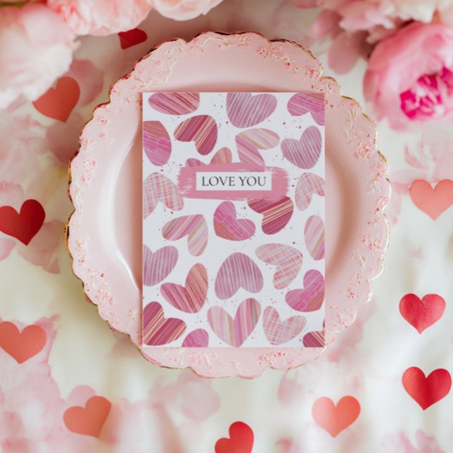 Foto för Cute Red & Rosa Hearts Julkort (Skapare uppladdad)