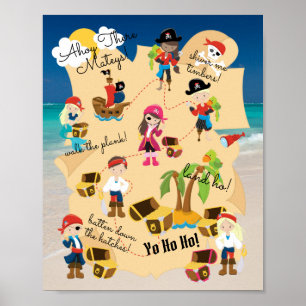Foto för Cute Roligt Personlig Pirat Treasure Kart Poster