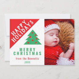 Foto för Cute Roligt Red Grönt Julgran-familjen Julkort