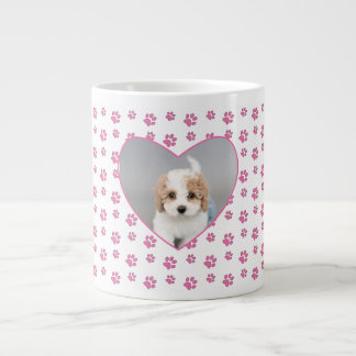 Foto för Cute Rosa Tass avtryck Personlig Hund Mam Jumbo Mugg