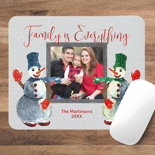 Foto för Cute Watercolor-familjen Snögubbe Snö Musmatta