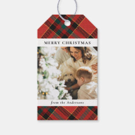 Foto för dagens minimala Red & Grönt-julfamilj Presentetikett