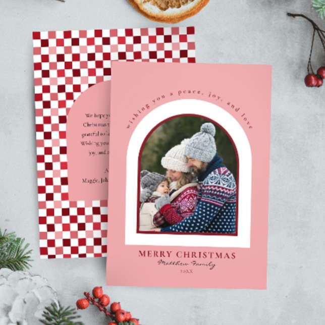 Foto för den minimalistiska Arch-julfamiljen Julkort (Skapare uppladdad)