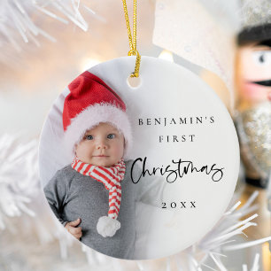 Foto för den moderna första julen Baby Namn år Julgransprydnad Keramik