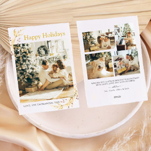 Foto för den moderna, minimalistiska Guld-familjen Julkort