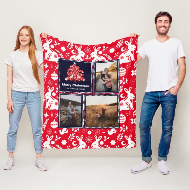 Foto för den nordiska folkgruppen Mönster Festive  Fleecefilt (På plats)