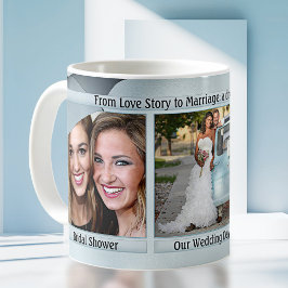 Foto för Dusty Blue Bröllop Story Board Kaffemugg