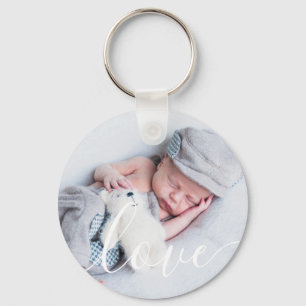 Foto för elegant Baby i skript Nyckelring