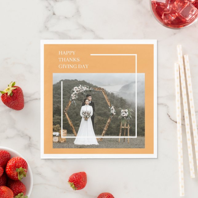 Foto för elegant-familjen och Happy thanksgiving-d Pappersservett (Insitu)