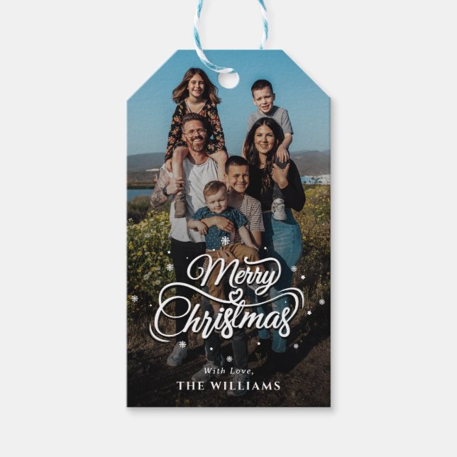 Foto för elegant-familjen och Namn | GOD JUL Presentetikett (Framsidan)