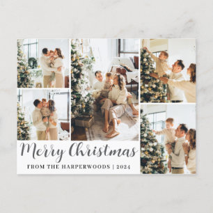 Foto för elegant Modern Script-julfamilj Helg Vykort