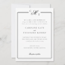 Foto för elegant Monogram-bröllopsinbjudan