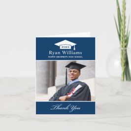 Foto för elegant Navy Blue Personlig Studenten Tack Kort