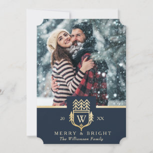 Foto för elegant och vanlig familjefäst Guld & mar Julkort