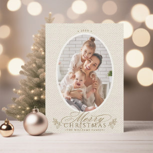 Foto för elegant Oval Ram God jul Julkort