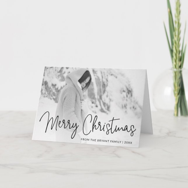 Foto för elegant Script God jul Helgkort (Framsida)